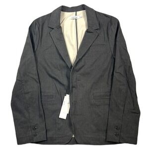 Calvin Klein Denim Sport Coat Mens Large Charcoal Jean Jacket Western Cowboy NEW